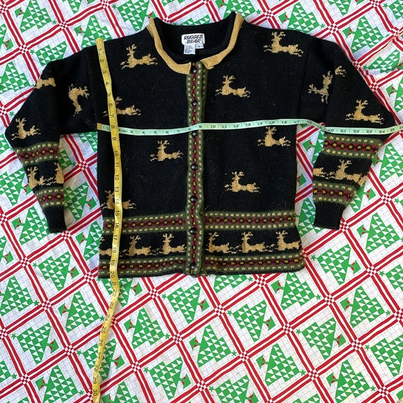 Vintage Christmas Reindeer Cardigan Sweater - Picture 2 of 4